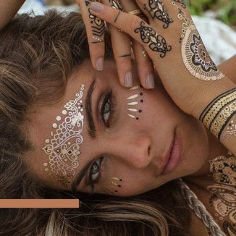 3 sheets Golden Silver Temporary Tattoo - Picture 15 of 15